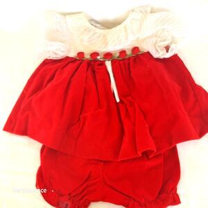 Vtg 90s Expressions Holiday Dress w/ Bloomers 3-6 Months Retro Christmas